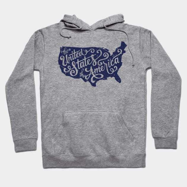 usa map proud independence day by United States of America Hoodie by JOISDRAW ART